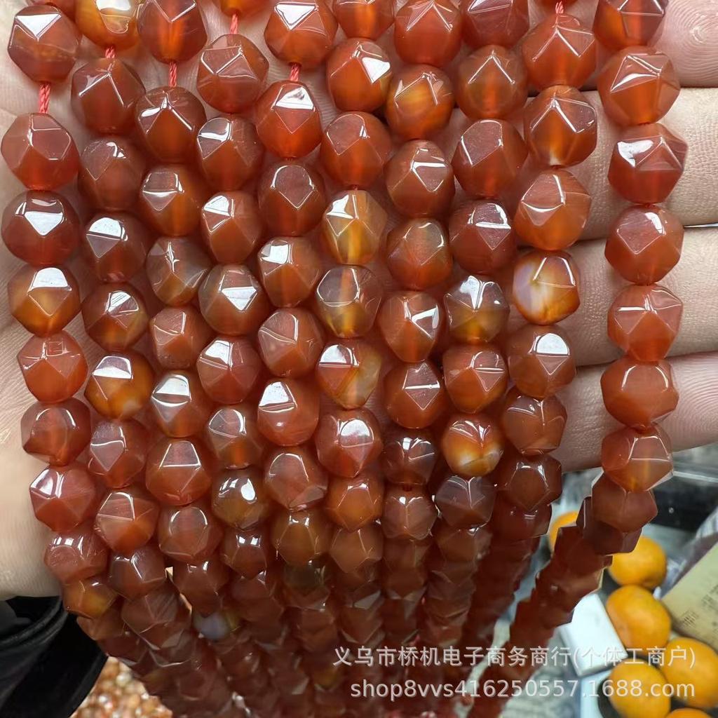 Red Agate Faceted Beads for Jewelry: Hard Disk, Sugar Cube, Rhombus Shapes
