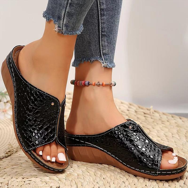 Women's Sandals Luxury Summer Sandals With Heels Bling Summer Shoes Woman Wedges Heeled Slippers Sandalias Mujer Footwear Women