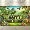 Background Banner 1 Piece, Dinosaur Celebrating Birthday Jungle Polyester Fiber Wall Covering