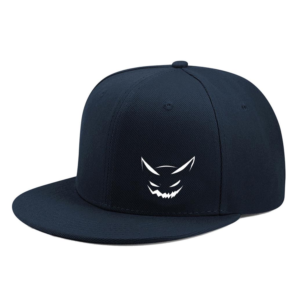 Cute expression printed flat brim baseball cap for men and women, outdoor sports event casual cap, hip-hop street