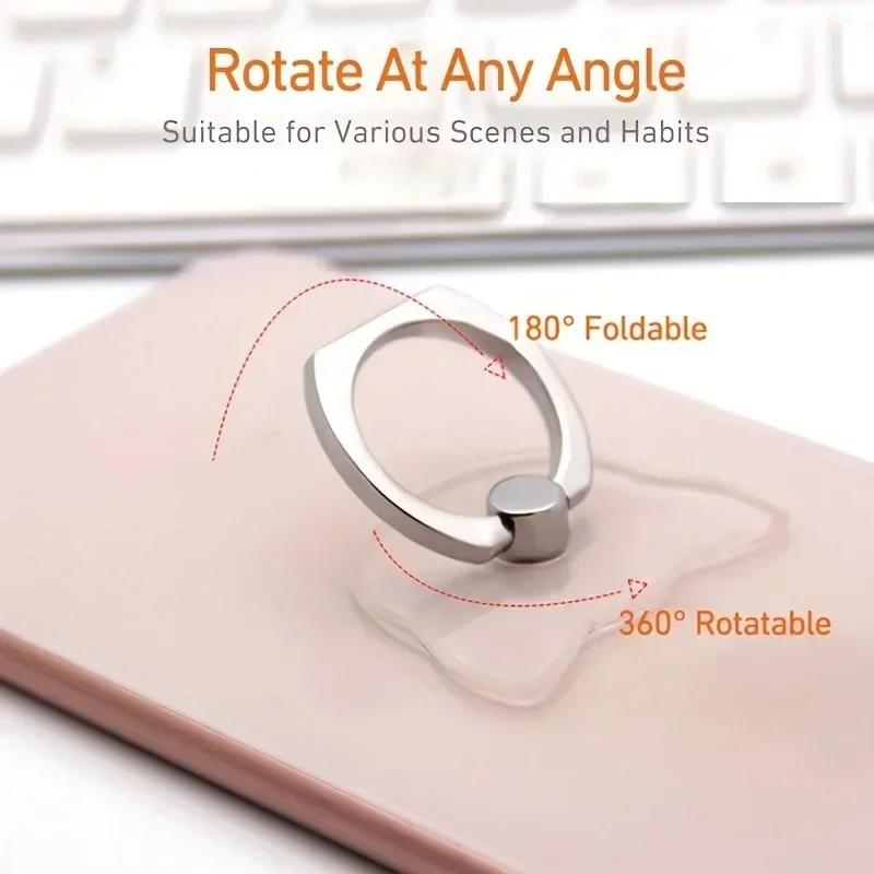 Transparent Cute Animal Round Phone Stand Foldable 360 Rotating Mobile Phone Ring Holder Smart Phone Accessories
