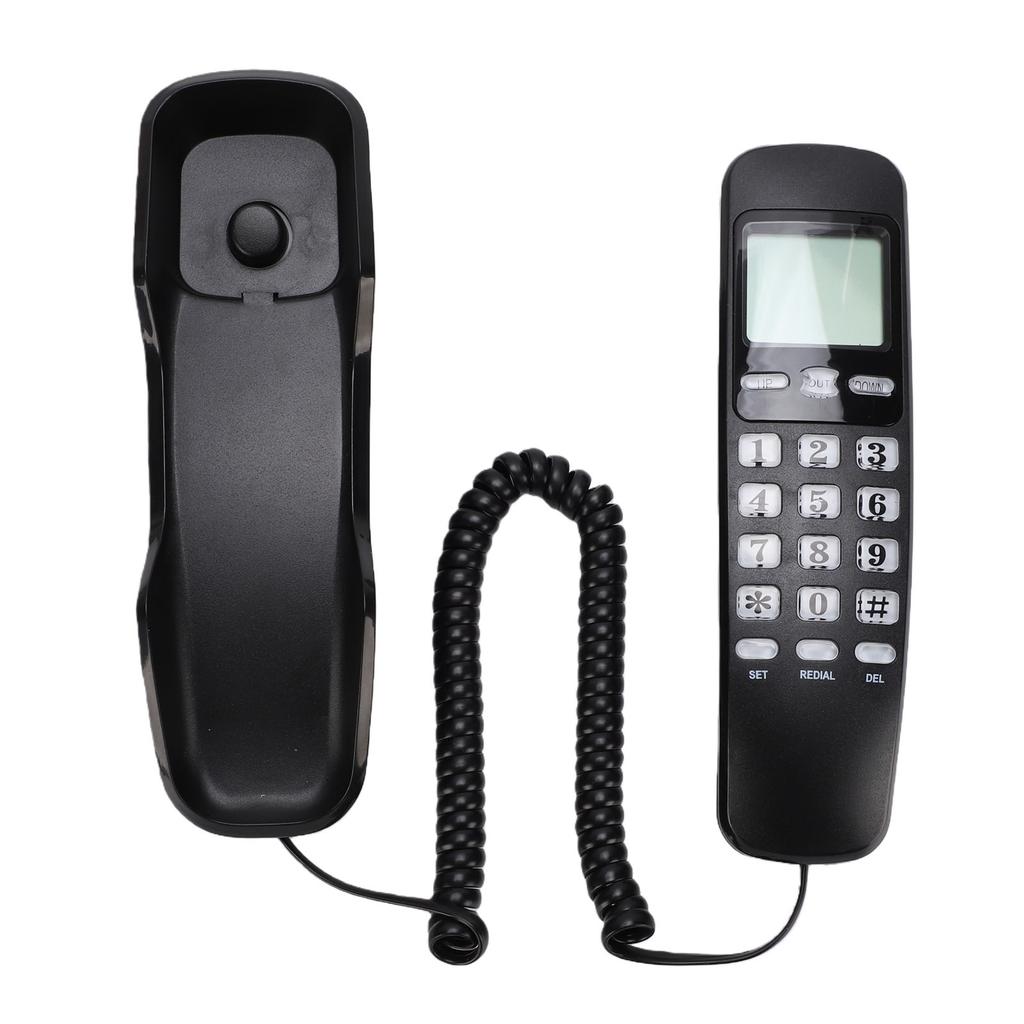 Wall Mountable Basic Corded Telephone Slimline Retro Wall Mounted Landline Telephone with DTMF Support for FSK CID Mini
