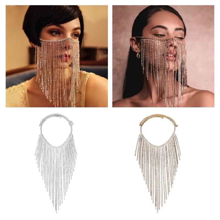 Vintage Face Chain Blingbling Mask Chain Bridal Headpiece Glistening Crystal