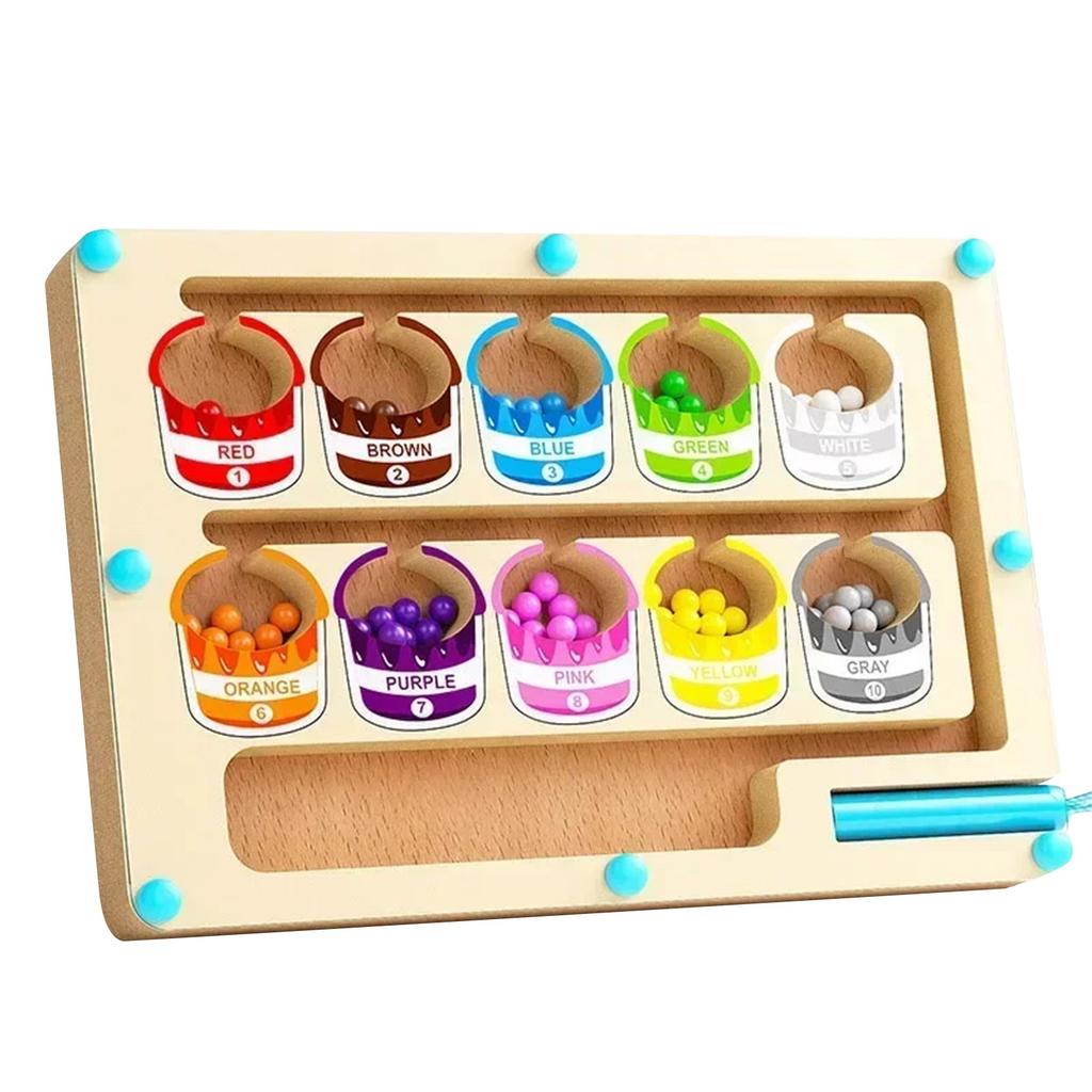  Magnetic Color Sorting Games Maze Board Pen Moving Bead Games Wooden Control Sensory Play Educational Toys For Kids