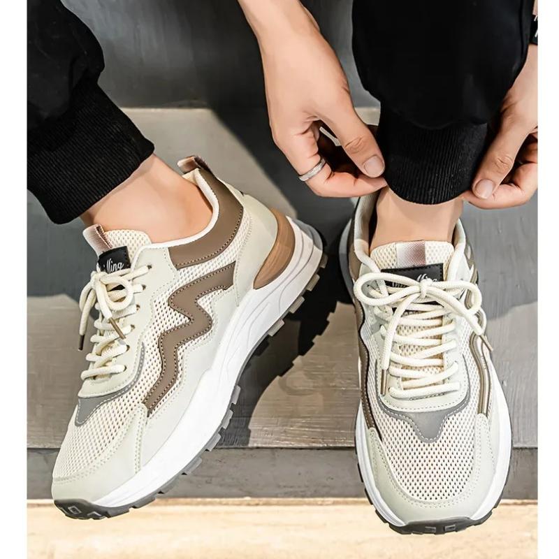 Herren Casual Laufschuhe Weiche Sohle Trendig Geschnürt Reise Sport Niedrig Hilfe Atmungsaktiv Aufgewertetes PU Herrenschuhe Sneaker Herren