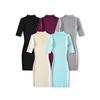 American Spicy Girl Sexy Half-High Collar Mini Dress with Waist-Cinched A-Line Skirt and Five-Point Sleeves