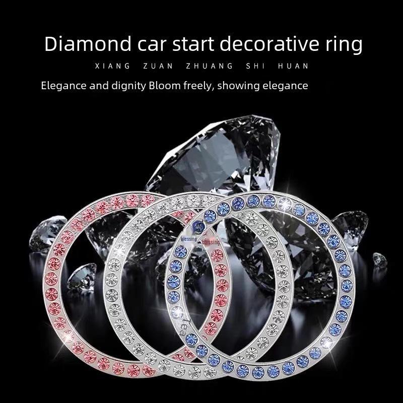 Inel cu diamant de pornire cu un singur buton Inel decorativ al comutatorului de aprindere pentru mașină