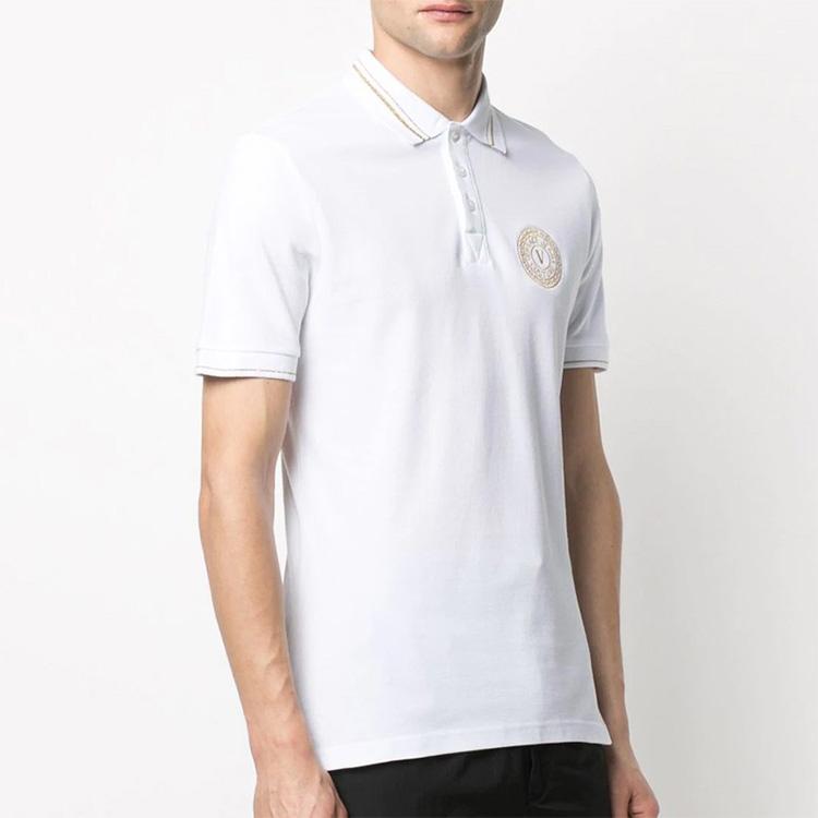 VERSACE JEANS COUTURE Polo Shirts Men's White Polo Collar Moderate Straight Fit B3GWA7T3-36571-K41