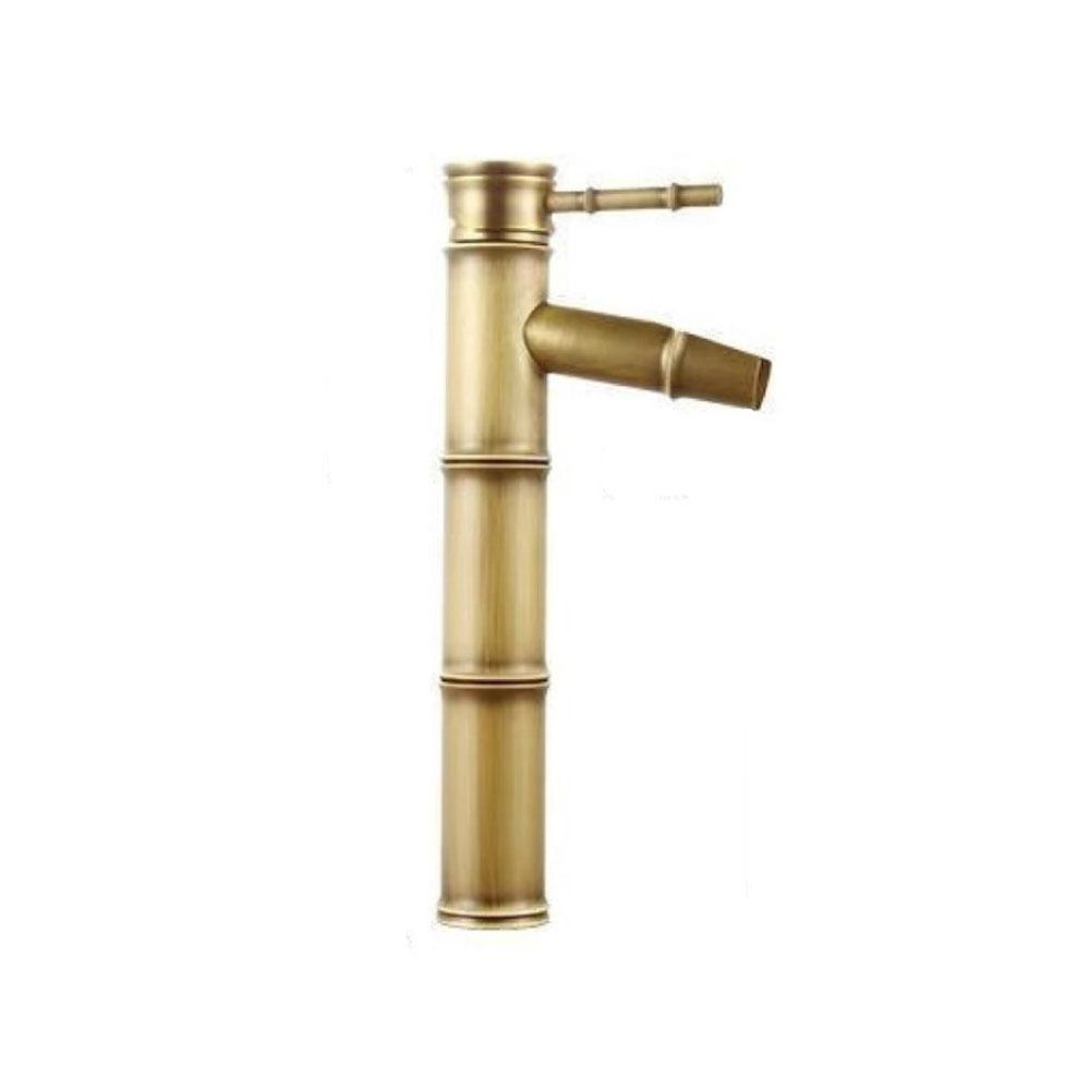 Single Handle Basin Faucet Deck Mounted Vanity Faucet Antique Bamboo Shape Faucet  Outdoor Garden