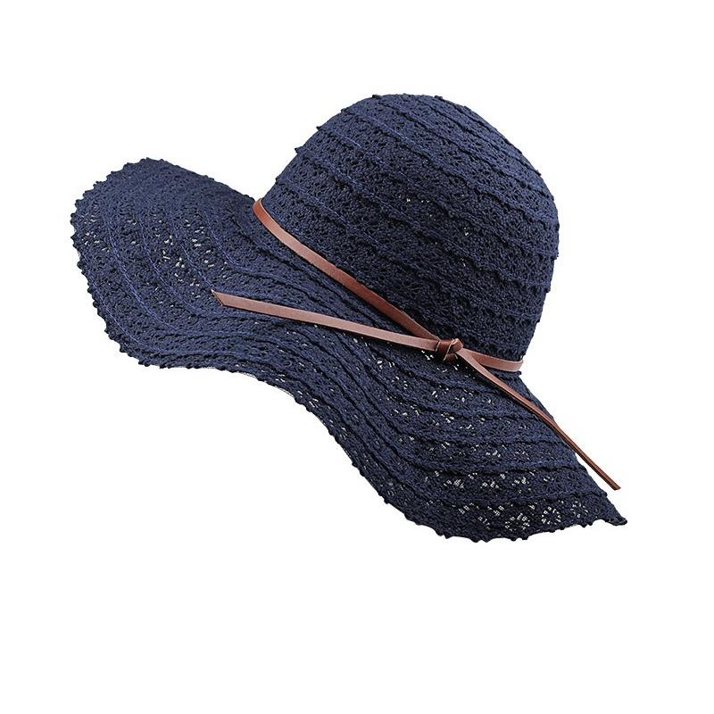 Floppy Foldable Ladies Women Straw Beach Sun Hat With Wide Brim For Summer Travel