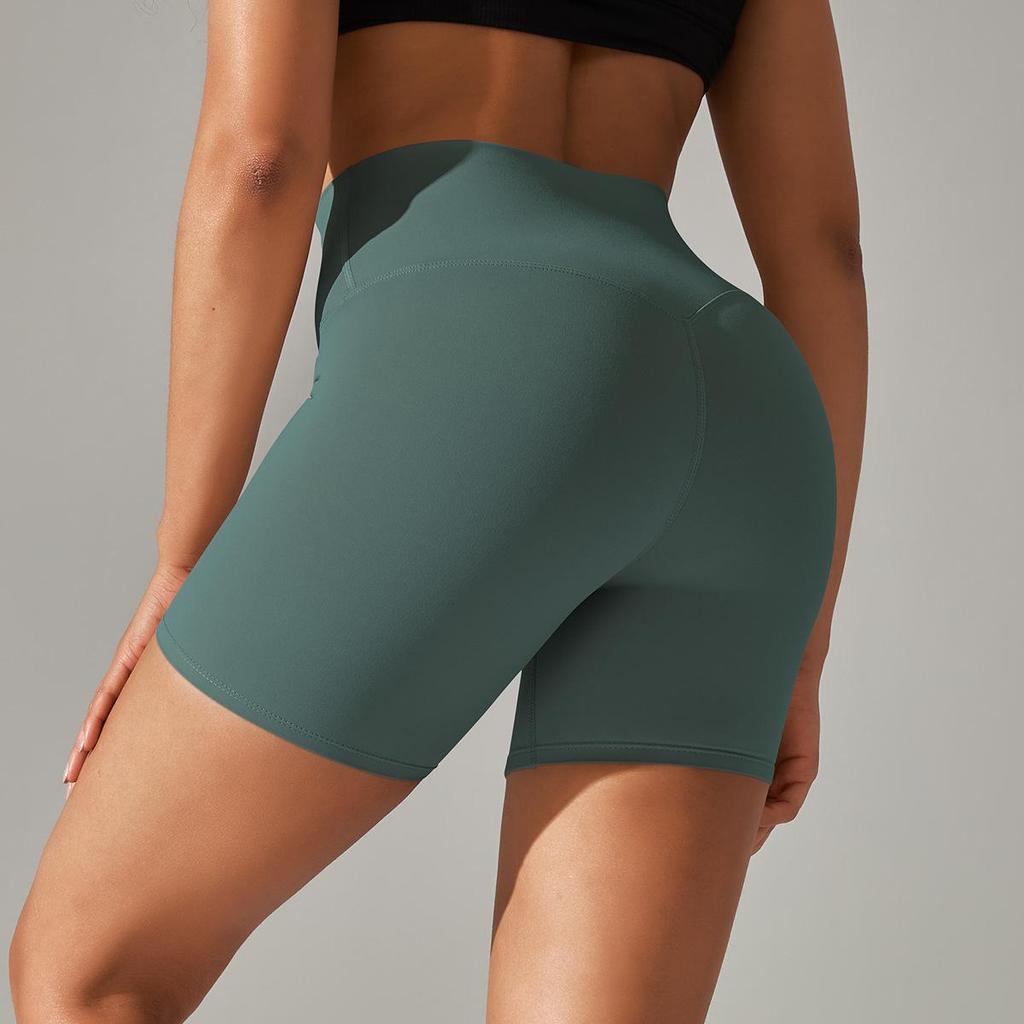 High-Waisted Seamless Yoga Shorts for Women - No Visible Lines, European & American Style, Perfect for Running and Fitness