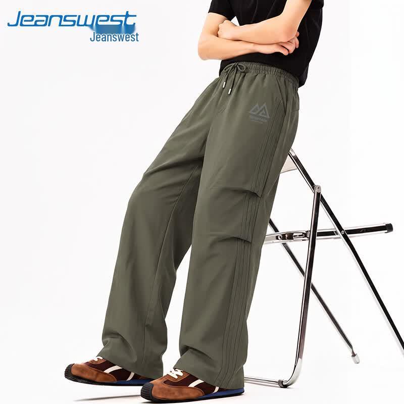 Jeanswest Men's Loose Fit Pleated Wide-Leg Cargo Pants