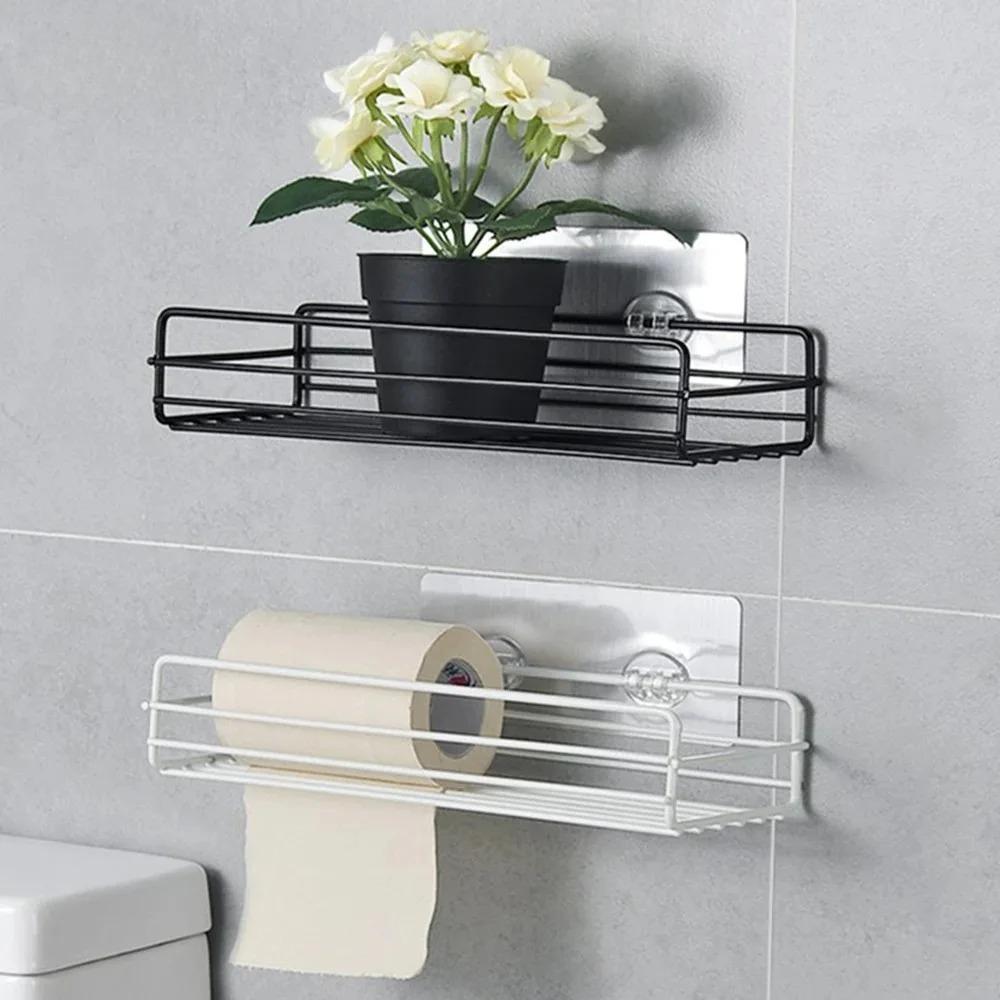 Black Bathroom Storage Rack Iron Corner Frame Shower Organizer Shelf Punch Free Mounted Kitchen Caddy Holder