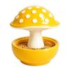 Ceramic Mushroom Shaped Bird Feeder with Removable Cap for Outdoor Garden Yard Use Decorative Bird Food Bowl