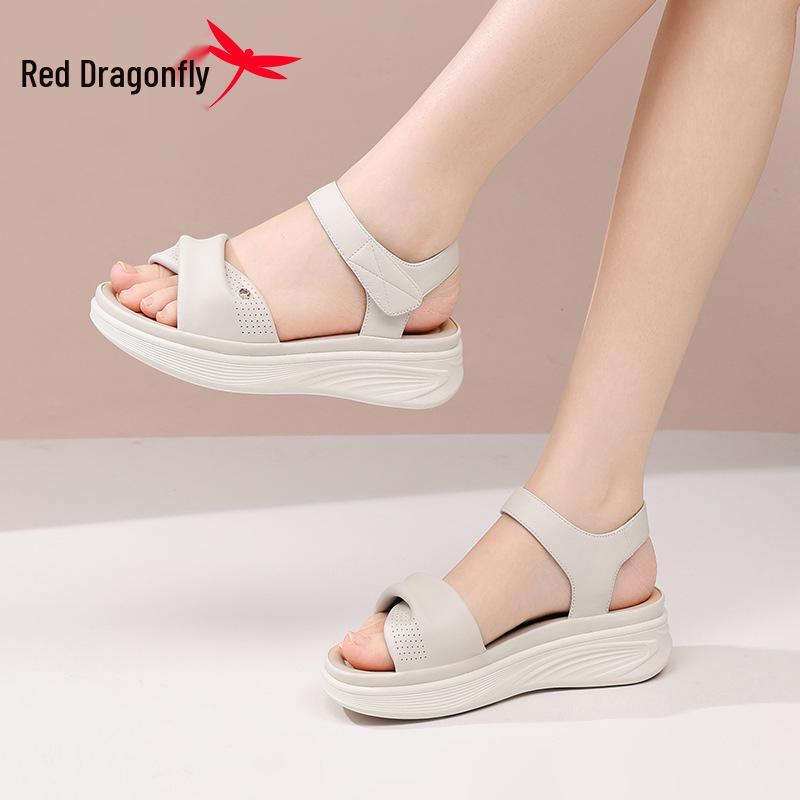 Red Dragonfly Women's Genuine Leather Soft Sole Sandals - Summer 2026 Collection