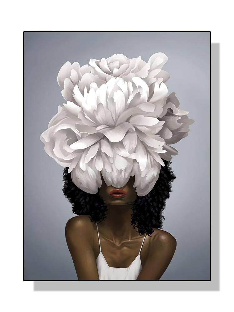 

Современная сексуальная женщина с цветами голова плакат холст картина абстрактная мода леди настенное искусство для гостиной украшение дома Куадрос 21x30cm No Frame