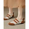 Sheepskin version retro style color matching casual round head light mouth Mary Jane shoes women's commuter flat shoes