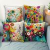 1/4pcs Colorful Floral Patterned Pillowcases Sofa cushion cover home bedroom room decoration