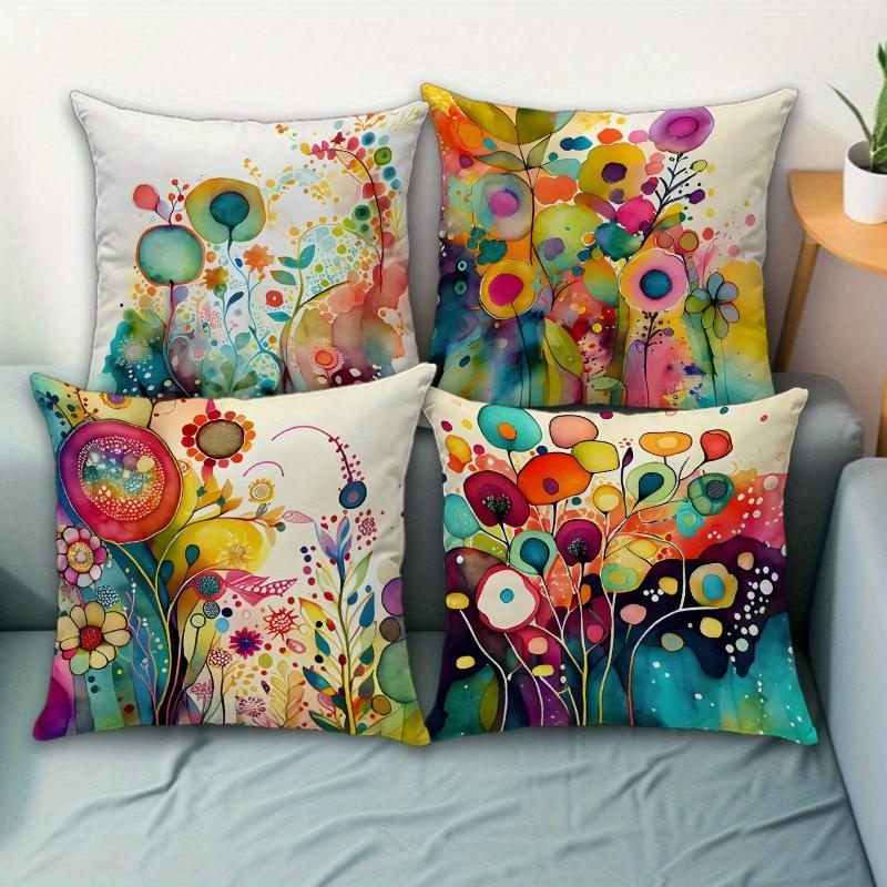 1/4pcs Colorful Floral Patterned Pillowcases Sofa cushion cover home bedroom room decoration
