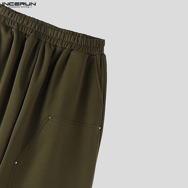 INCERUN Autumn Winter Men Elastic Waist Casual Long Baggy Pants Trousers