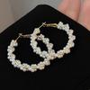 Women S925 Silver Needle Pearl Wrapped Circle Fashion Earrings Light Luxury Jewelry