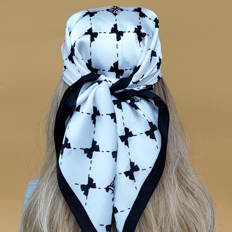 Luxury New Style Square Headscarf Women Sunscreen Beach Kerchief Popular The Four Seasons Scarves  Design 70X70CM Silk Hijab