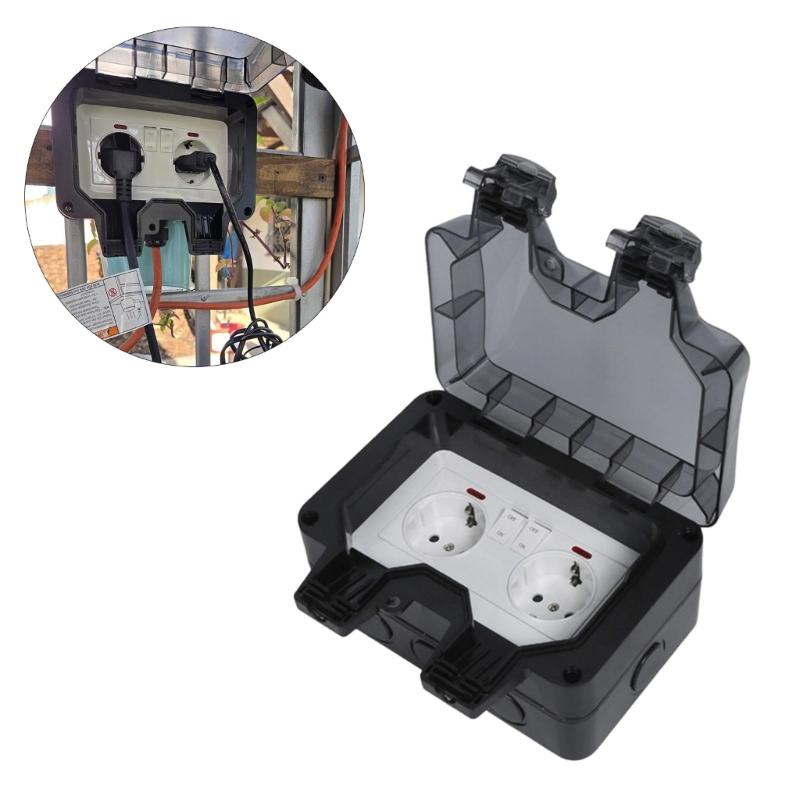 Waterproof and Dustproof Double European Socket with Integrated Switches and Indicators for Outdoor Safety