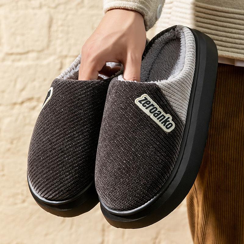 Large Size Cotton Slippers Couple Household Cotton Shoes Non-slip Warm Slippers Autumn and Winter Indoor Plush Slippers Winter