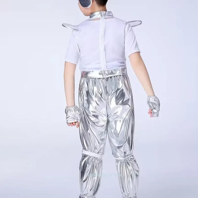 Costume Bambini Robot Spazio Stile Futuro Ragazzi Ragazze Abito da Esibizione Alieno Halloween Spettacolo Teatrale Festa Cosplay Vestiti per Travestirsi