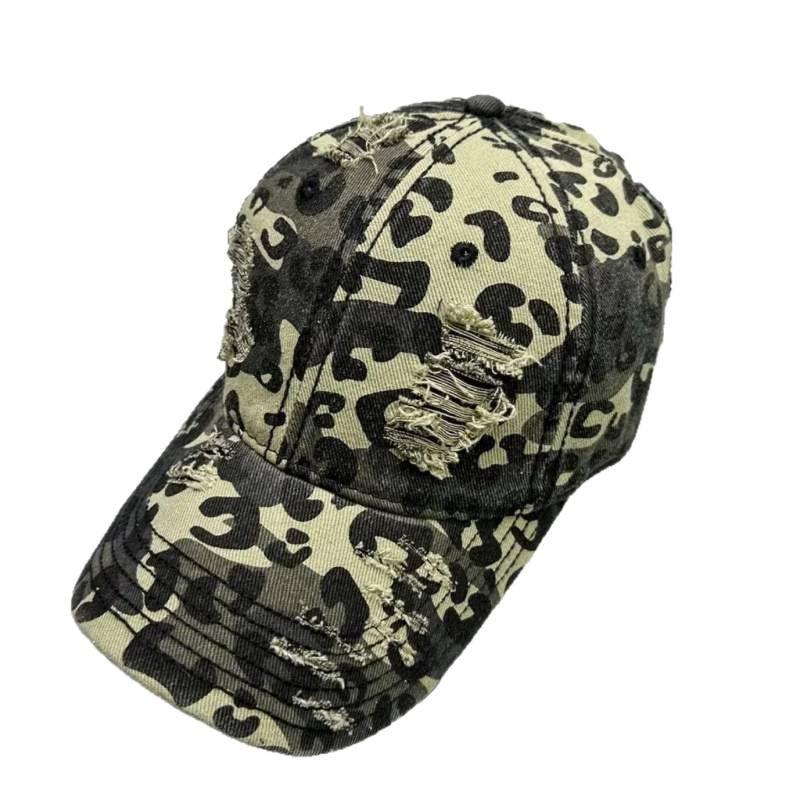 Fashion Hat American old hole wasteland wind camouflage baseball cap men and women personality street hip hop washed cotton cap