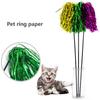 Funny Bright Color Paper Pet Cat Kitten Tease Rod Wand Play Interactive Toy