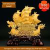 Large Gold Sailboat Ornament for Living Room, Entryway, or Office - Attract Wealth & Ideal for Housewarming or Opening Gifts