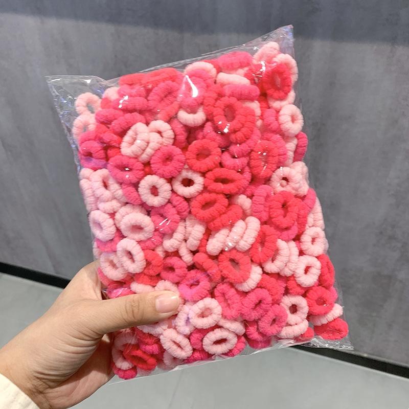 500 Stück/Set Kinder Einfarbig Gitter Welle Elastische Haarbänder Baby Mädchen Scrunchie Gummibänder Kind Süß Niedlich Haaraccessoires