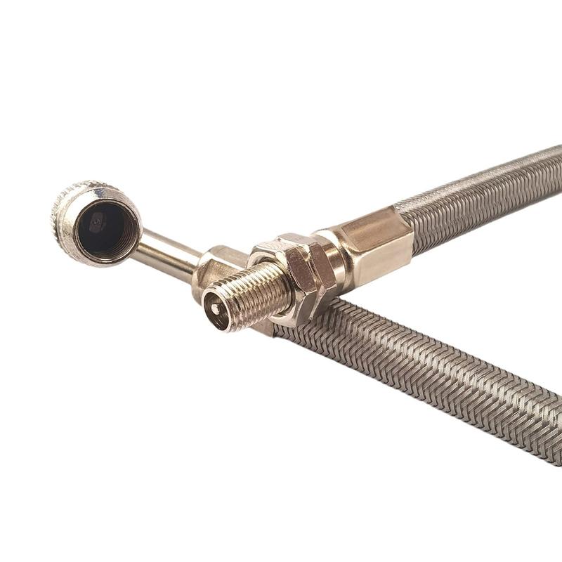 4pc/set Car Truck Bus Dual Tire Air Nozzle Inflation Extension Stainless Steel Braided Hose Metal Extension Tube For Tire Valves