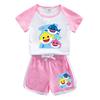 Kids' Baby Shark Summer Set 2024: Pure Cotton Cartoon T-Shirt & Shorts, Two-Piece Set