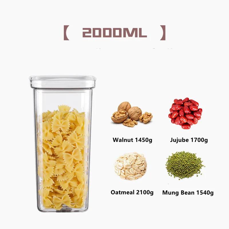 Rotating Cover Sealed Jar Food Storage Box Transparent Plastic Multigrain Tank Stackable Dried Storage Jars Kitchen Organizer