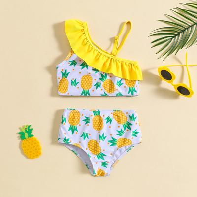 Esclusivo Costume Intero con Bretelle e Stampa Ananas per Neonata