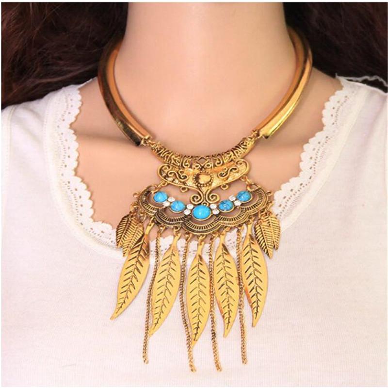 

1 шт. Богемская винтажная геометрия листа кисточка чокер ожерелье из сплава кулон