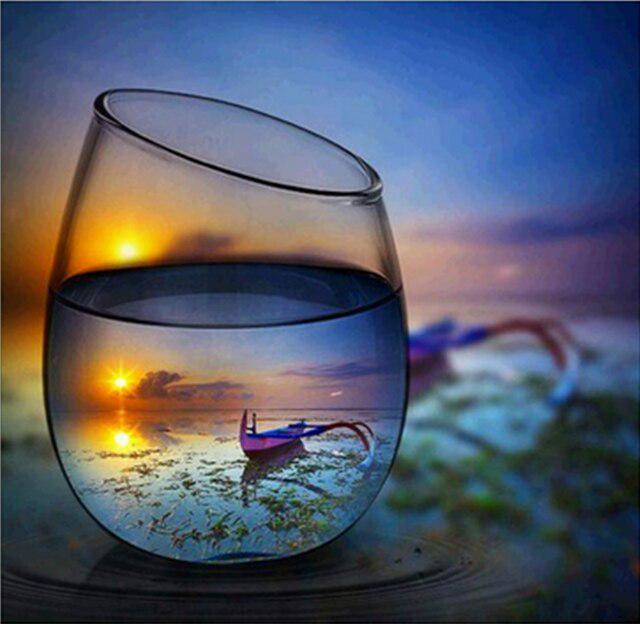 Cup DIY 5D Diamond Painting Full Round Drill Mosaic Sunset Seaside Diamond Embroidery Handmade Kit Holiday Gift Home Decoration