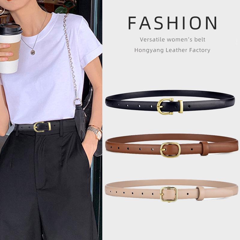 

Women s Fashion Leather Belt - Slim, Versatile Pin Buckle for Jeans 110 cm