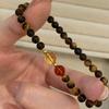 s9Pure silver natural tiger eye stone bracelet, red agate and yellow crystal beaded bracelet for women, niche Maillard style jewelry