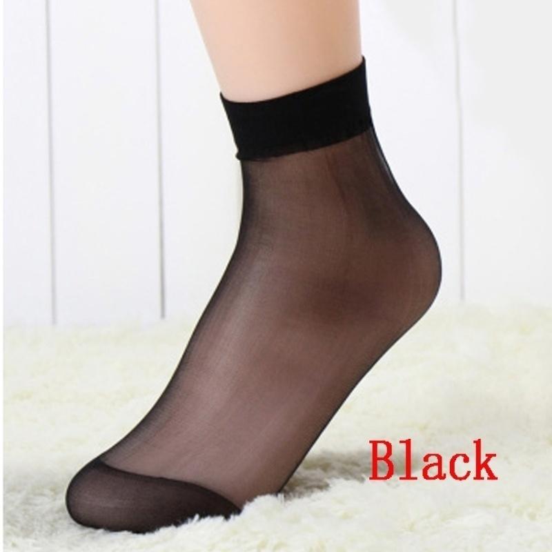 10Pairs Women Nylon Summer Solid color Breathable Ankle Socks Ultra thin Translucent Elastic Silky Short female Silk Stockings
