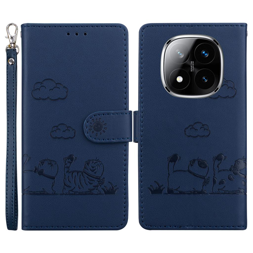 For Xiaomi Redmi Note 14 Pro 5G/Poco X7 5G Case RFID Blocking Kitten Pattern TPU+PU Leather Phone Cover