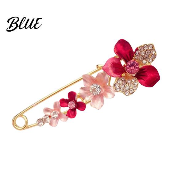 Flower Brooch Pin 3D Decor Scarf with Rhinestone Inlay Thick