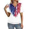 Women's Casual Short Sleeve V Neck Top with Independence Day Print Relaxed Fit Lightweight Blouse for Everyday Wear