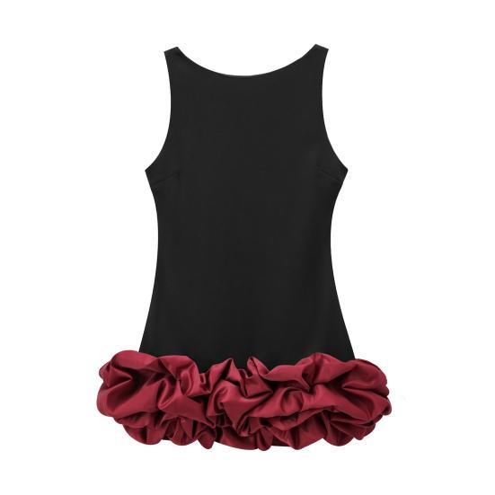 Dámské sexy minišaty jednobarevné slim fit dámské šaty s výstřihem do O, bez rukávů, bez zad, na sváteční párty krátké šaty