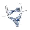 European And American Printed Bikini Swimsuit Female Sexy Lace-Up Halter Split Two-Piece Bikini Vacation Swimsuit