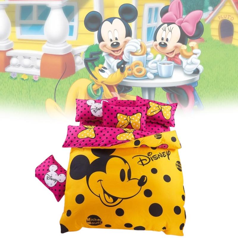 Mickey Mouse Kids Bedding Set With Long Staple Cotton Four Piece For Nursery And Toddler Room