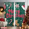 Flachdruck Frohe Weihnachten Vorhänge Lebkuchen Schneeflocke Polyester Ohne Strom Feiertagsdekorationen Perfektes Set aus 2 Stück Hergestellt