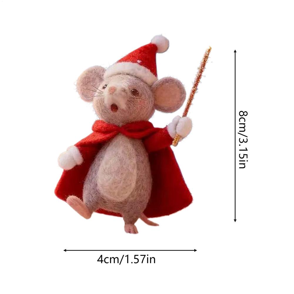 3D Christmas Felt Mouse Mini Animal Figurine Christmas Handmade Felt Mouse Ornament Desktop Decoration Party Gifts